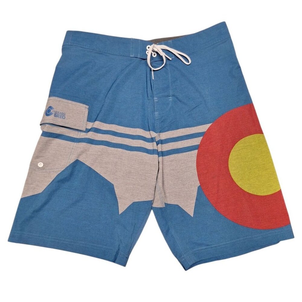 Colorado Bred Board Shorts Swim‎ Trunks Mens 34 Blue Pocket Drawstring Summer - Picture 8 of 8